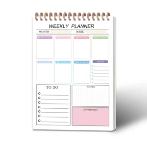 Planificador semanal simple, cuaderno para tu lista de tareas con 52 hojas de en blanco, papel de 8x5,6' de espesor, 120 g sin fecha para que configures en modod flexible
