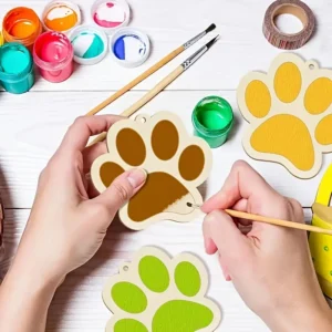 Adornos con forma de patas de perro de madera para pintar a mano, idetificador para poner el nombre, decoracion para arbol de navidad y celebraciones caninas