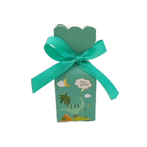 Caja de dulces de dibujos animados de dinosaurio, jarrón de cola de pez, caja de regalo, bolsas de embalaje para bebé con cinta, decoración para fiesta de boda y cumpleaños, 10 Uds.