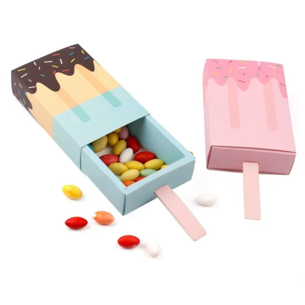 Cajas de cartón con forma de helado, con bandeja extraíble, originales de papel Kraft
