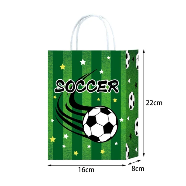 Bolsas de papel con la temática de fútbol de con asas, bolsas de recuerdo de celebraciones, cumpleaños para chuches, detalles y  decoración deportiva