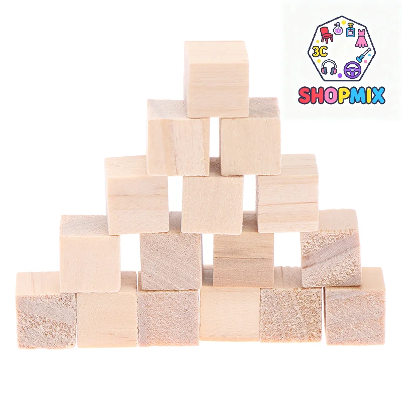 100 Piezas de Bloques Cuadrados de Madera sin Acabado, Mini Cubos de Madera Sólida de 1 cm para Manualidades, Juguetes para Niños, Material para Hacer Rompecabezas - Imagen 3