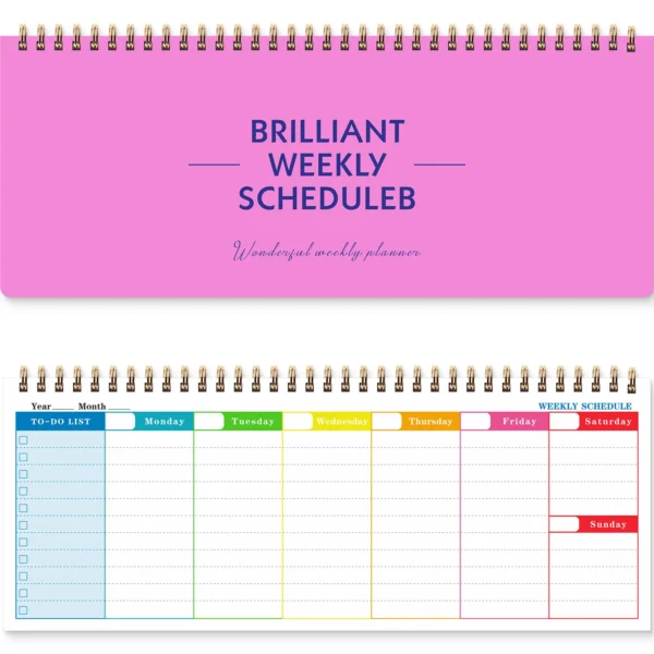Agenda de espital en inglés con 60 hojas y 120 páginas, es planificador semanal y Bloc de notas con horario