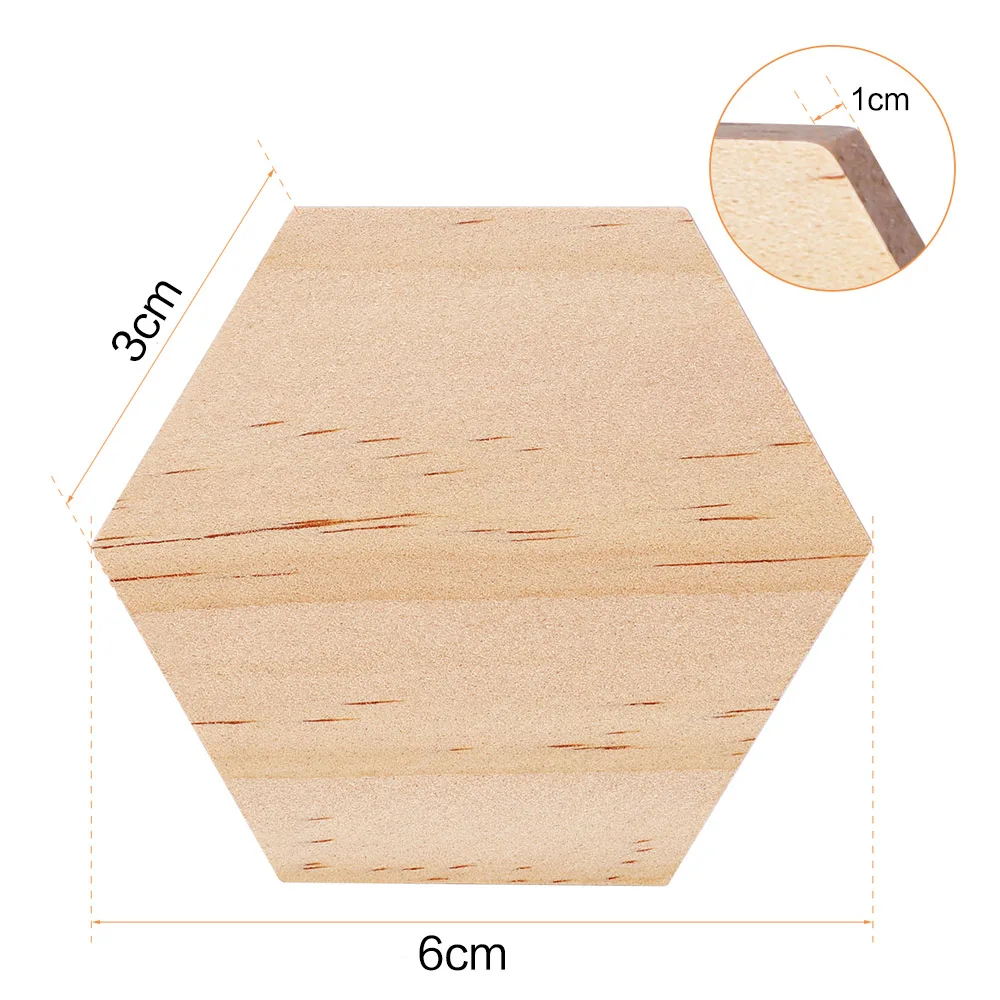 Piezas de madera de 1cm de espesor, discos Hexagonales sin pintar, adornos de madera para pintar - Imagen 11