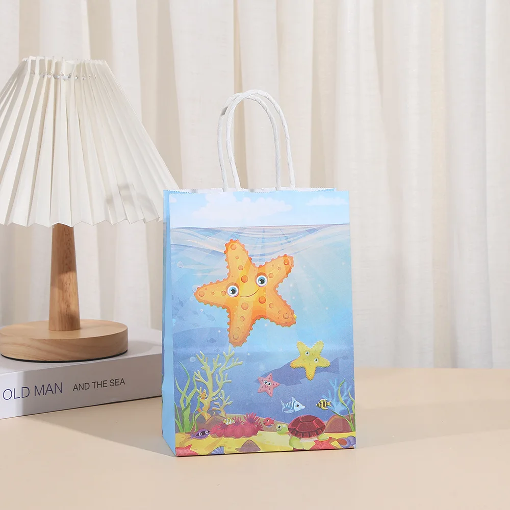 Bolsas de papel de regalo de papel con tematica de océano, de concha de sirena para decoraciones de cumpleaños, para detalles, galletas y dulces 6 uds. - Imagen 14
