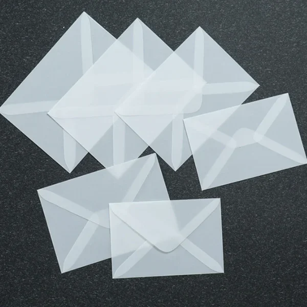 Sobre translúcido para tarjetas de invitaciones, cajas de regalo y postales