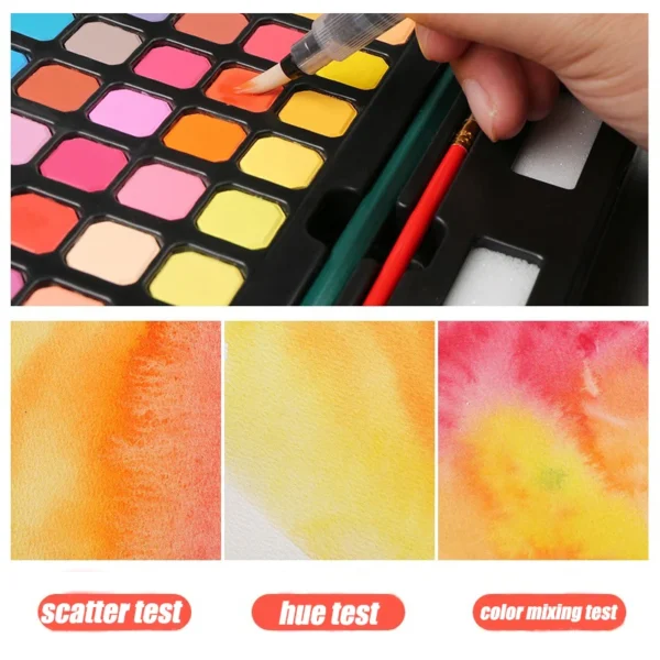 Pinturas de acuarela de 48 colores, con pincel y kit de dibujo de papel, suministros de arte para artistas principiantes