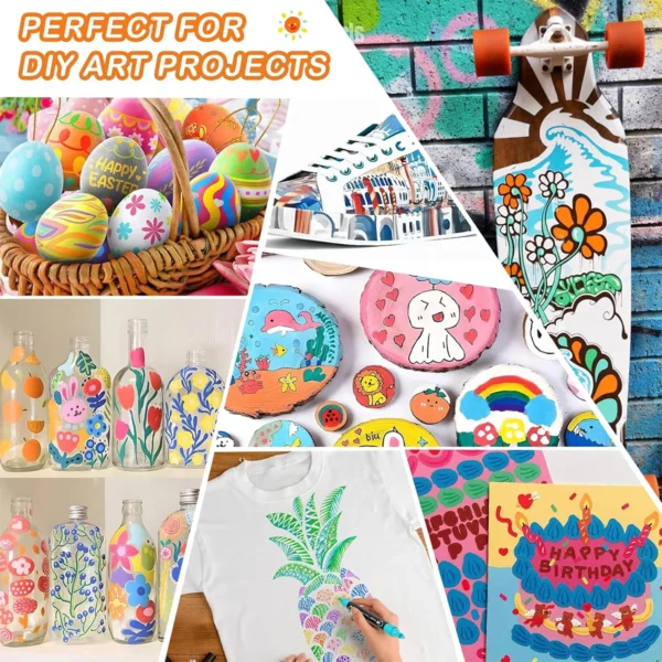 Rotuladores de pintura acrílica de doble punta, 12/24/36/48 colores, para lienzo de madera, pintura de roca, superficies de cerámica de vidrio, manualidades DIY