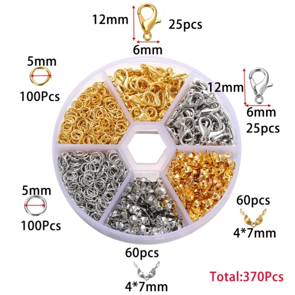 210-400 unids/caja Kits de fabricación de joyas cierre de langosta anillos abiertos extremo engarzadores caja de cuentas hecha a mano DIY pulsera collar hallazgos