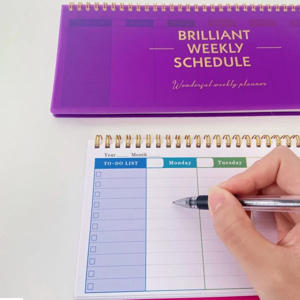 Agenda de espital en inglés con 60 hojas y 120 páginas, es planificador semanal y Bloc de notas con horario
