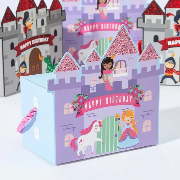Cajas de cartón de Regalo para detalles pequeños, Chocolatinas con Diseño de Castillo de Princesa y Príncipe de Dibujos Animados, 10 Piezas.