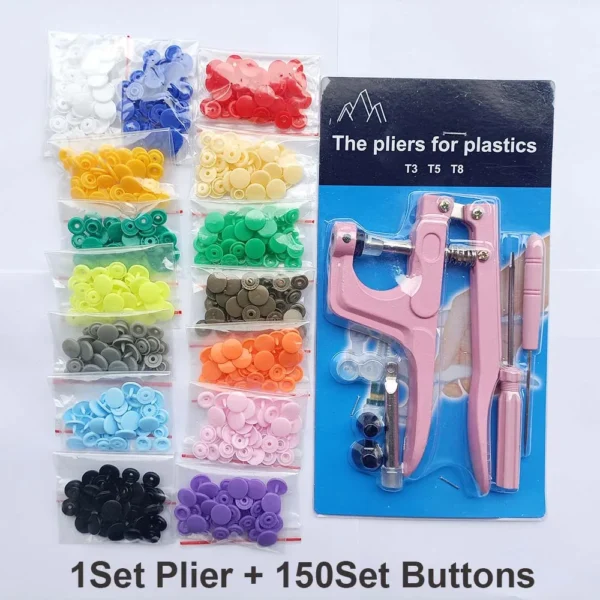 Juegos T5 broches de resina en forma de U, alicates de sujeción, Kit de botones y broches, botones de tela, herramienta de costura y manualidades DIY. 80/150/240/360