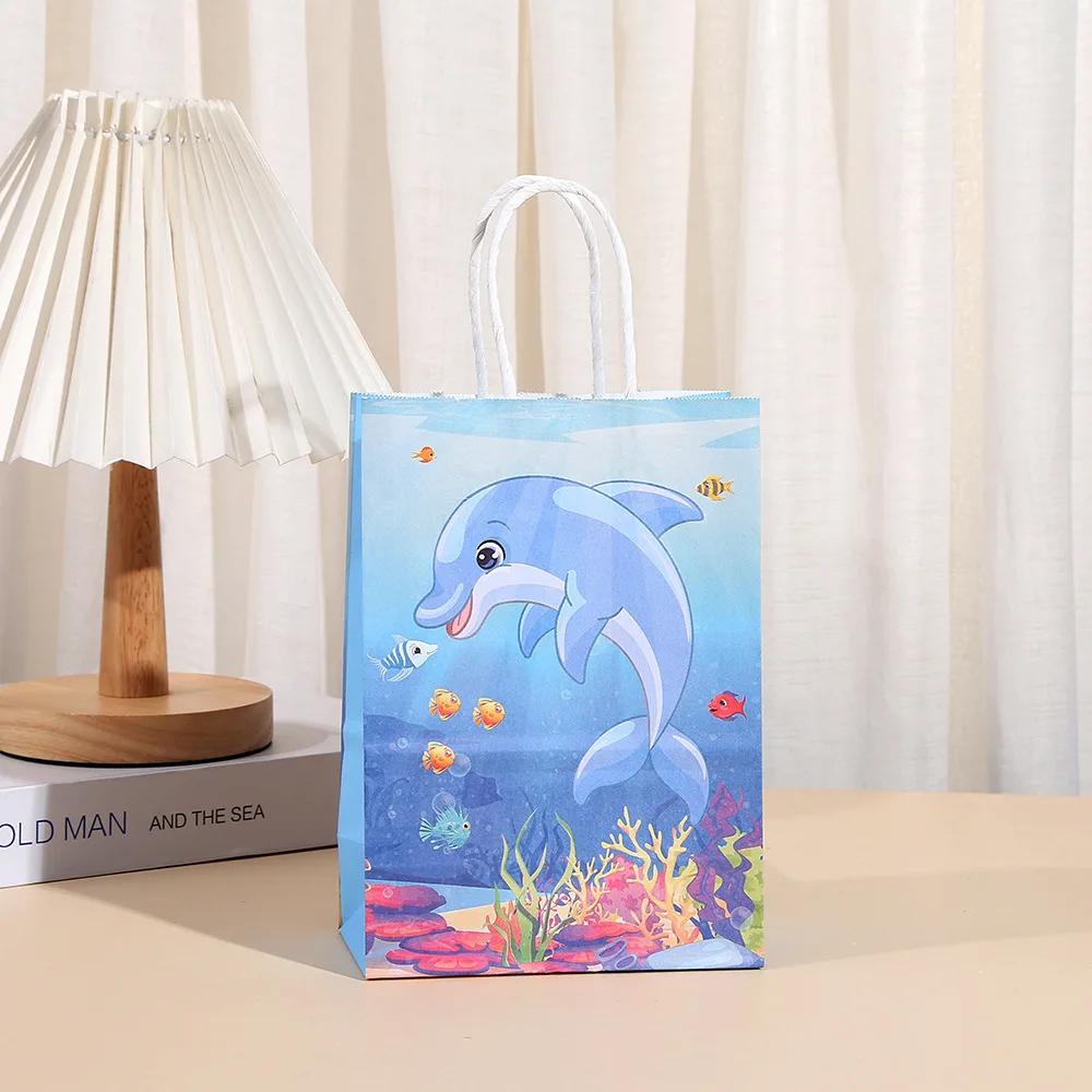 Bolsas de papel de regalo de papel con tematica de océano, de concha de sirena para decoraciones de cumpleaños, para detalles, galletas y dulces 6 uds. - Imagen 12