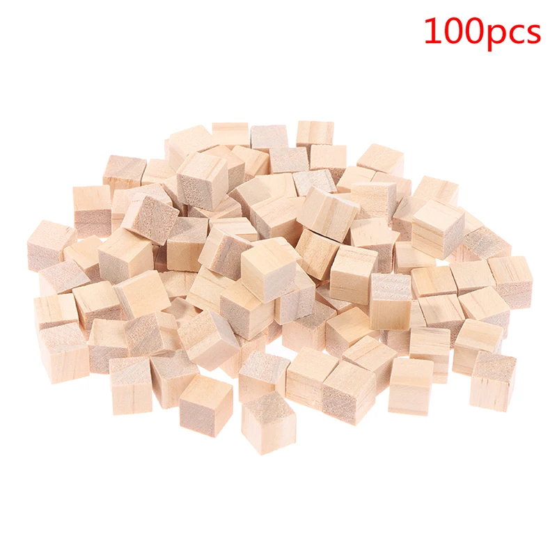 100 Piezas de Bloques Cuadrados de Madera sin Acabado, Mini Cubos de Madera Sólida de 1 cm para Manualidades, Juguetes para Niños, Material para Hacer Rompecabezas - Imagen 7