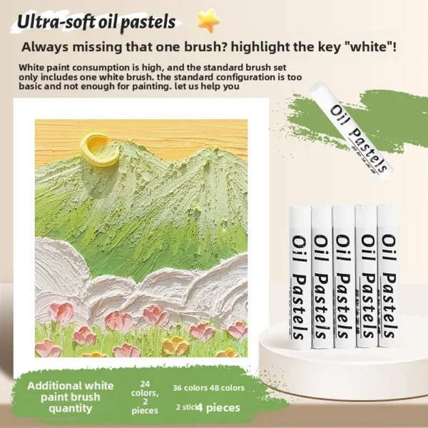 Crayones de Pastel al Óleo de 48 Colores, Textura de Óleo, Efecto 3D, No Tóxicos, Difuminables, para proyectos profesionales