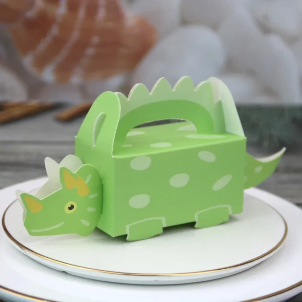 Caja de cartón de dinosaurio verde y azul, caja para regalos, chuches, dulces y detalles, caja de embalaje, 10 Uds.