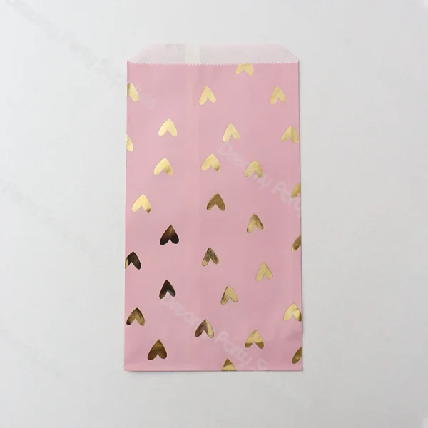 Bolsa de papel de regalo gruesa, pegatinas de puntos y corazón, para caramelos, dulces, chuches, detalles y galletas, bolsa de papel Kraft, bolsas artesanales 12 Uds.