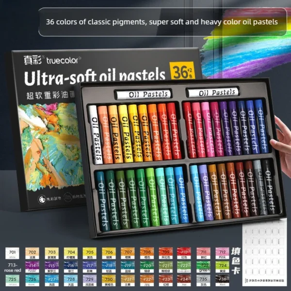 Crayones de Pastel al Óleo de 48 Colores, Textura de Óleo, Efecto 3D, No Tóxicos, Difuminables, para proyectos profesionales