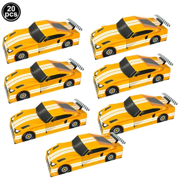Caja de cartón y papel con diseño de coche de carreras, caja original de embalaje para regalos, 10/20 piezas