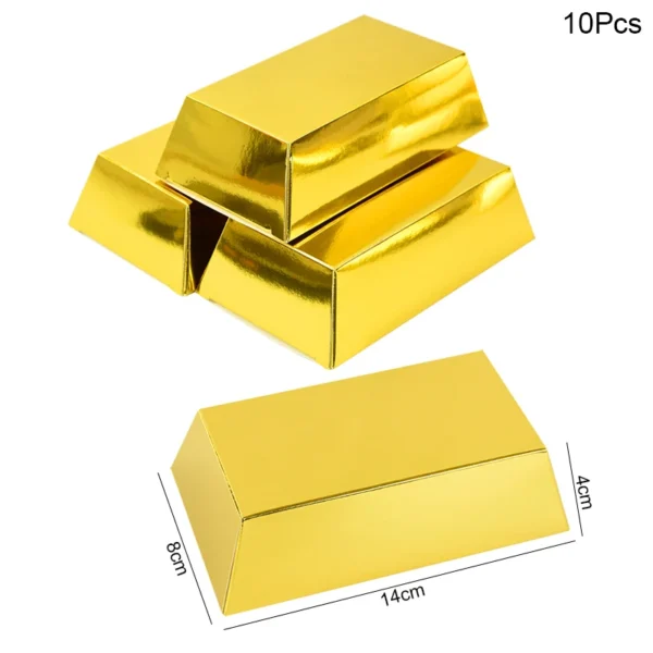 Caja de papel dorado en forma de lingote de oro