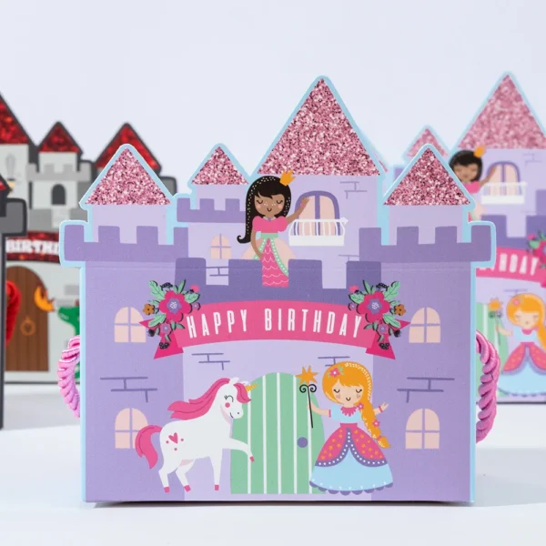 Cajas de cartón de Regalo para detalles pequeños, Chocolatinas con Diseño de Castillo de Princesa y Príncipe de Dibujos Animados, 10 Piezas.