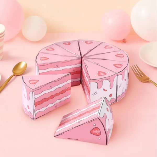 Cajas de cartón con forma de tarta dividida en trozos triangulares, hecha de Papel Ecológico en Forma de Pastel, Cajita para Dulces DIY