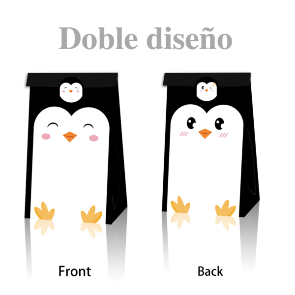 6 Bolsas de papel de regalo con la temática de pingüino de invierno, con pegatinas, bolsa para detalles,  galletas y dulces para niños, decoración para fiestas y celebraciones
