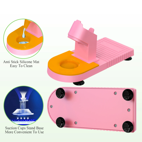 Kit de pistola de pegamento caliente color rosa con soporte de ventosa, alfombrilla de silicona antiadherente, punta fina + 30 barras de pegamento, Mini pistola de pegamento para bricolaje, proyectos de artesania, manualidades DIY