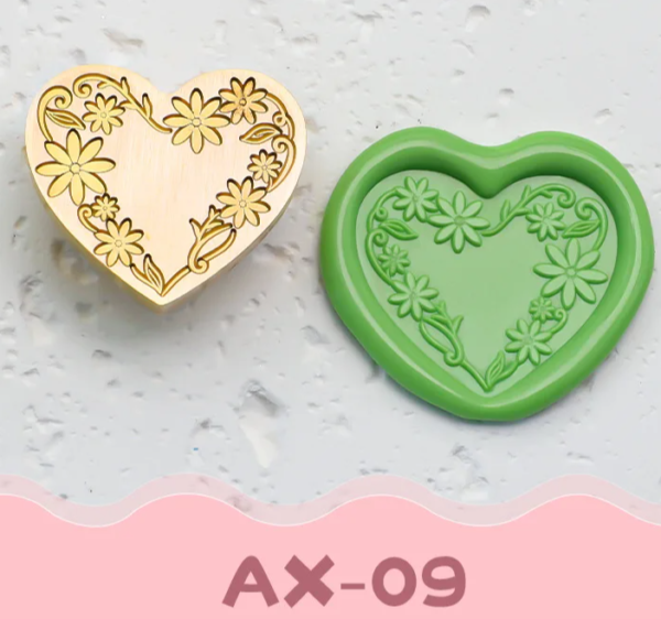 Sello de cera en forma de corazón, de diferentes motivos para elegir y sellar tus cartas con el diseño que mas te guste