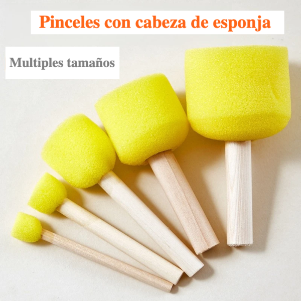 Juego de 10 Uds. De pinceles de esponja con cabeza de seta y mango de madera, juego de sellos de esponja para pintura DIY para niños, pintura de Graffiti artesanal, pintura de arcilla, cre con arte único