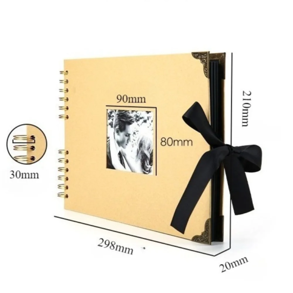 álbum de fotos artesanales DIY, Libro de memorias de 12 pulgadas 80 páginas, con tapa dura, álbum de recortes, álbum Kraft para aniversario de boda.