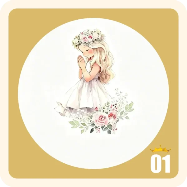 Pegatinas con diseño clásico de acuarela para comunión, Stickers personalizados para detalles