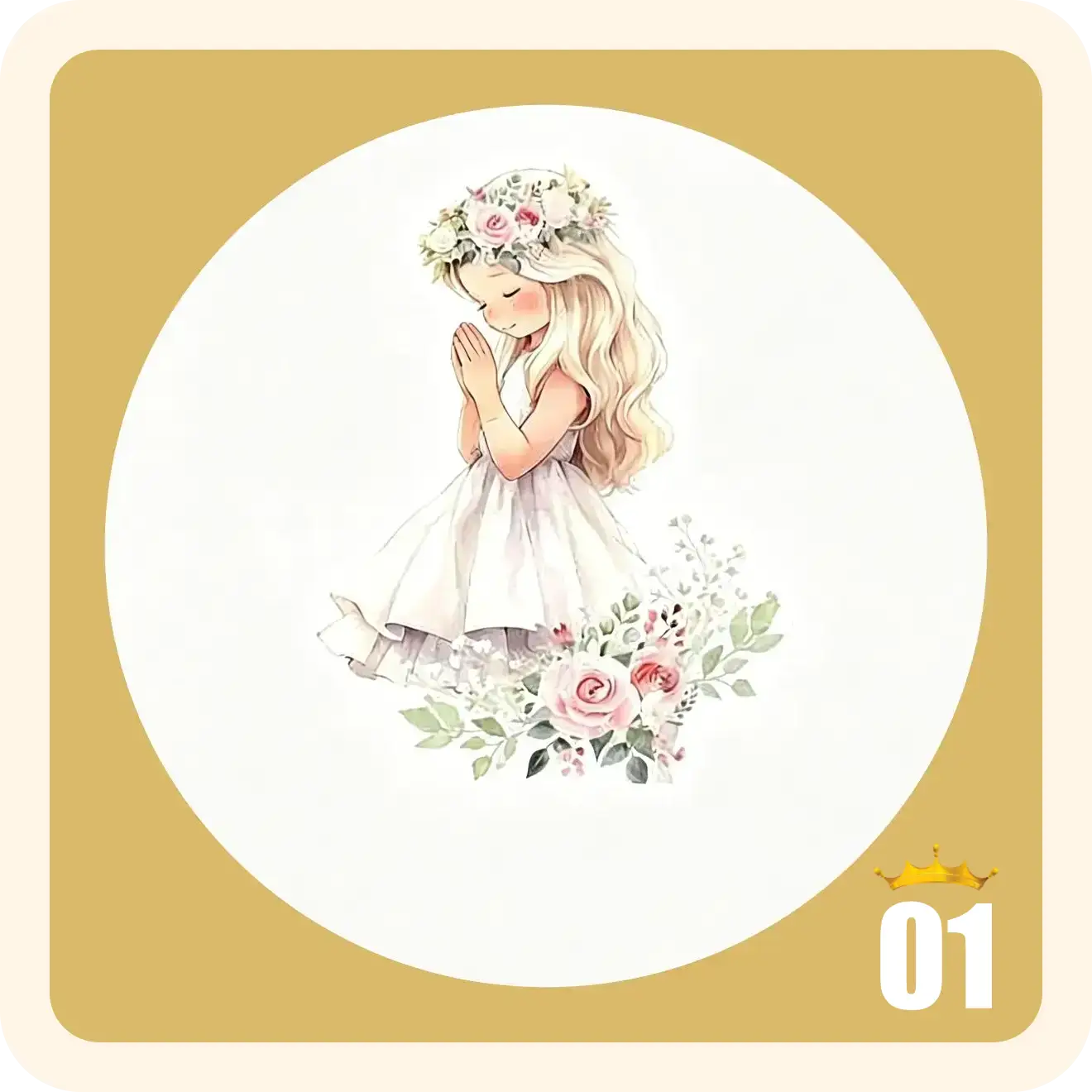 Pegatinas con diseño clásico de acuarela para comunión, Stickers personalizados para detalles - Imagen 3