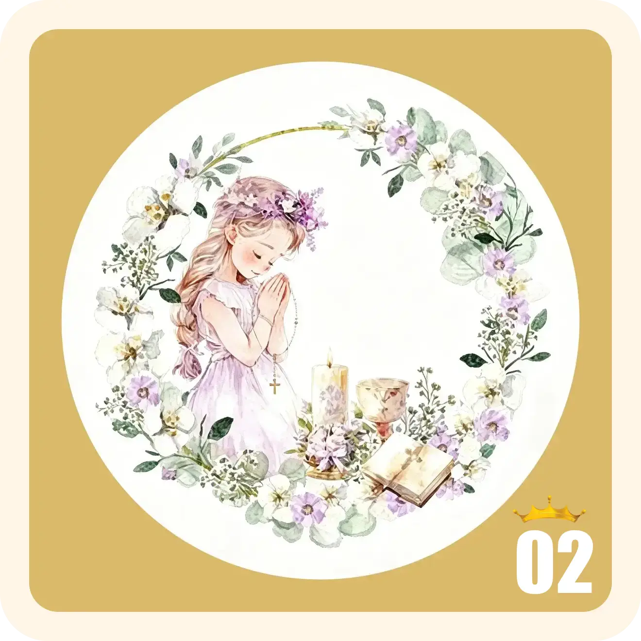 Pegatinas con diseño clásico de acuarela para comunión, Stickers personalizados para detalles - Imagen 4