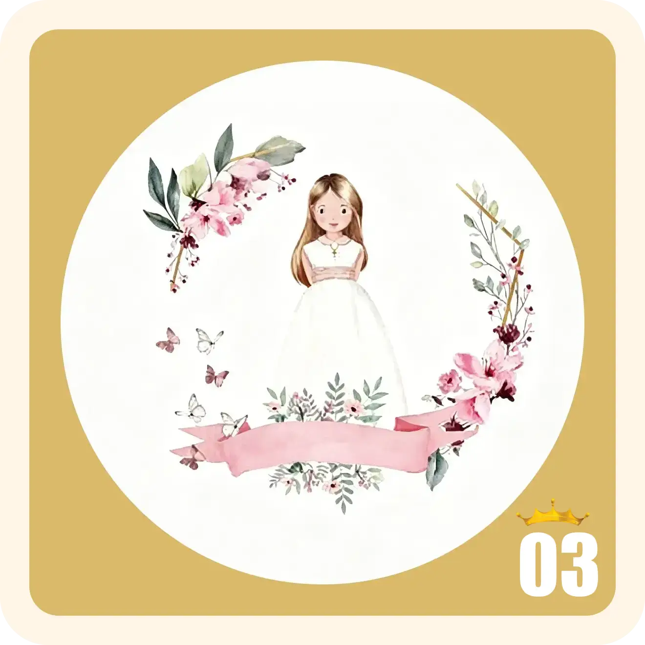 Pegatinas con diseño clásico de acuarela para comunión, Stickers personalizados para detalles - Imagen 5