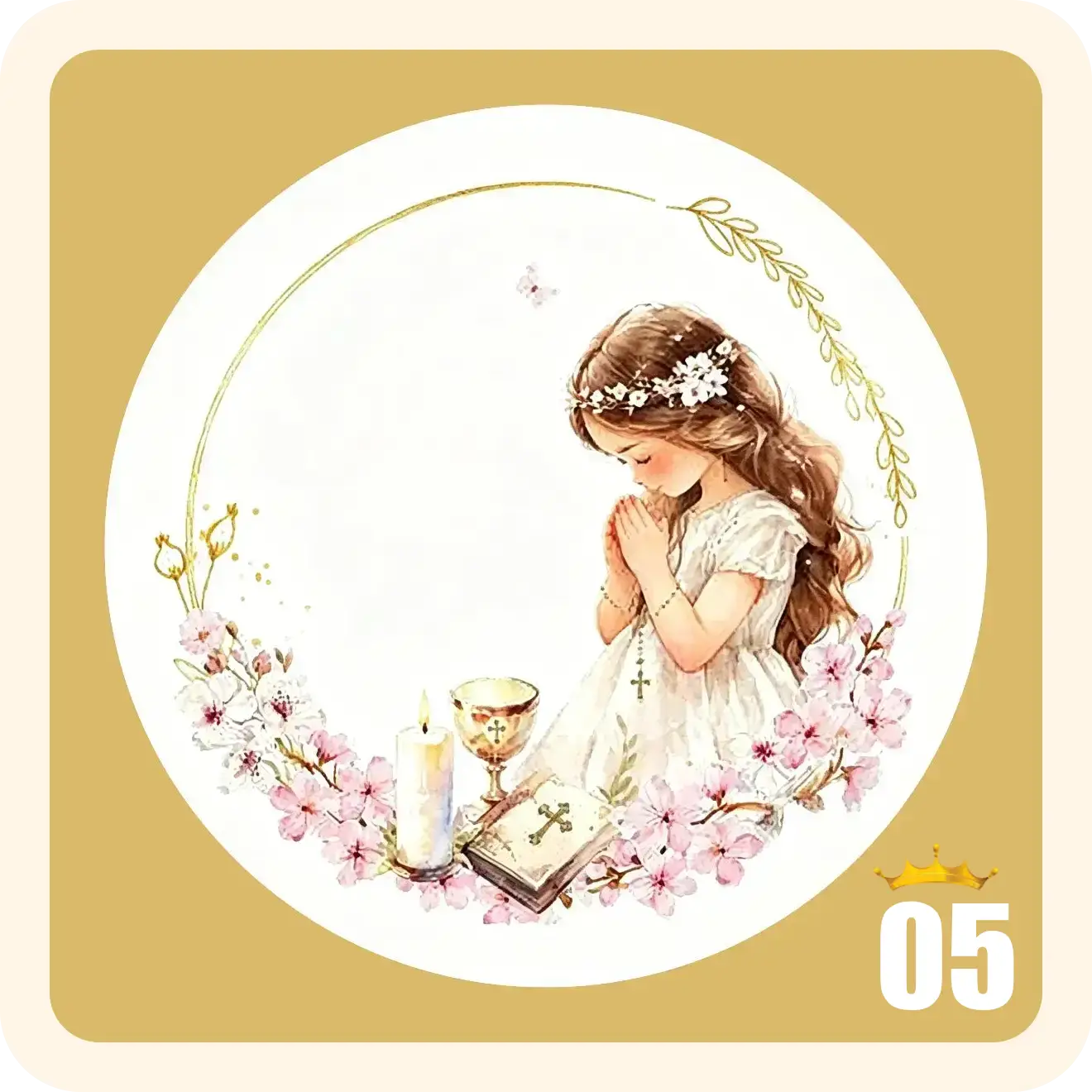 Pegatinas con diseño clásico de acuarela para comunión, Stickers personalizados para detalles - Imagen 11