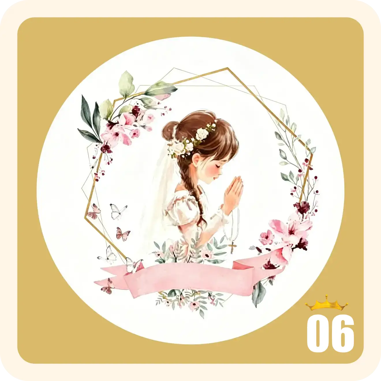 Pegatinas con diseño clásico de acuarela para comunión, Stickers personalizados para detalles - Imagen 12