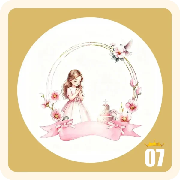 Pegatinas con diseño clásico de acuarela para comunión, Stickers personalizados para detalles