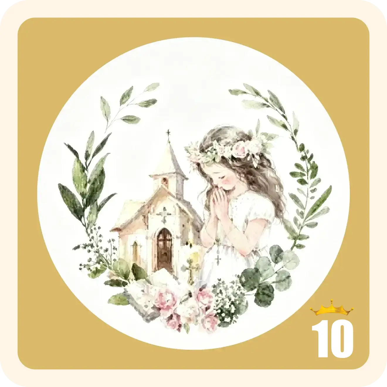 Pegatinas con diseño clásico de acuarela para comunión, Stickers personalizados para detalles - Imagen 16