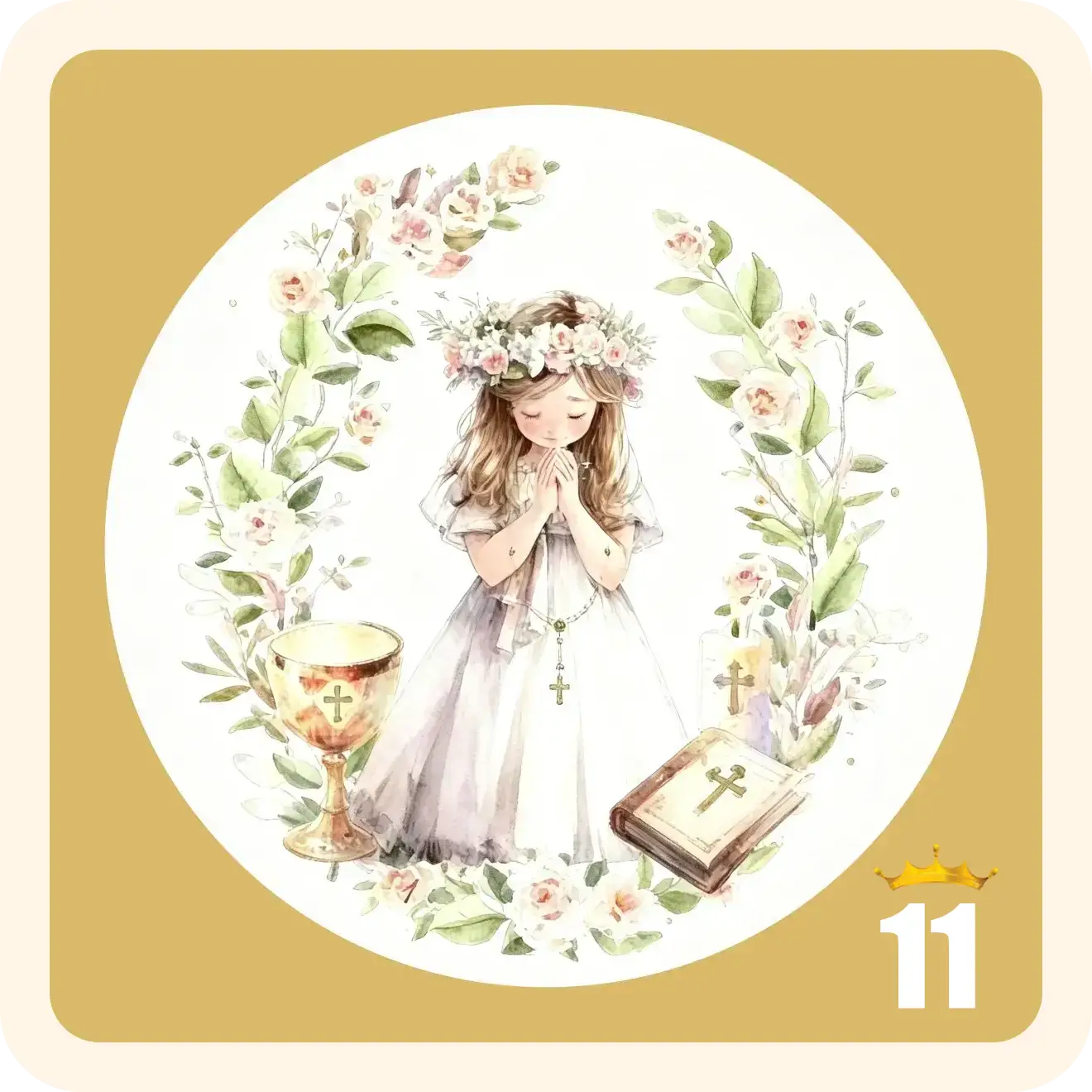 Pegatinas con diseño clásico de acuarela para comunión, Stickers personalizados para detalles - Imagen 17