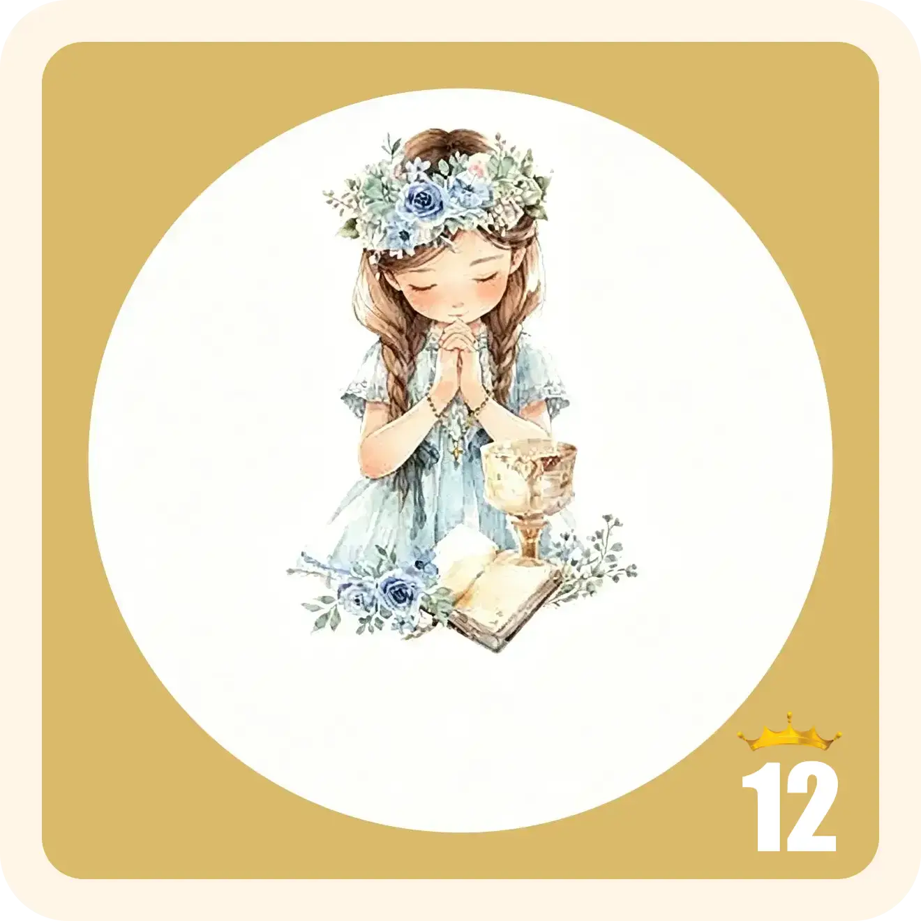 Pegatinas con diseño clásico de acuarela para comunión, Stickers personalizados para detalles - Imagen 7