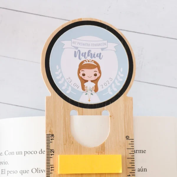 Marca páginas personalizado con pegatina, de madera