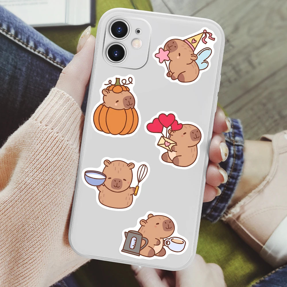 Pegatinas de capibara de dibujos animados DIY, calcomanía decorativa para álbum, diarios, para ordenador portátil, resistentes al agua - Imagen 5