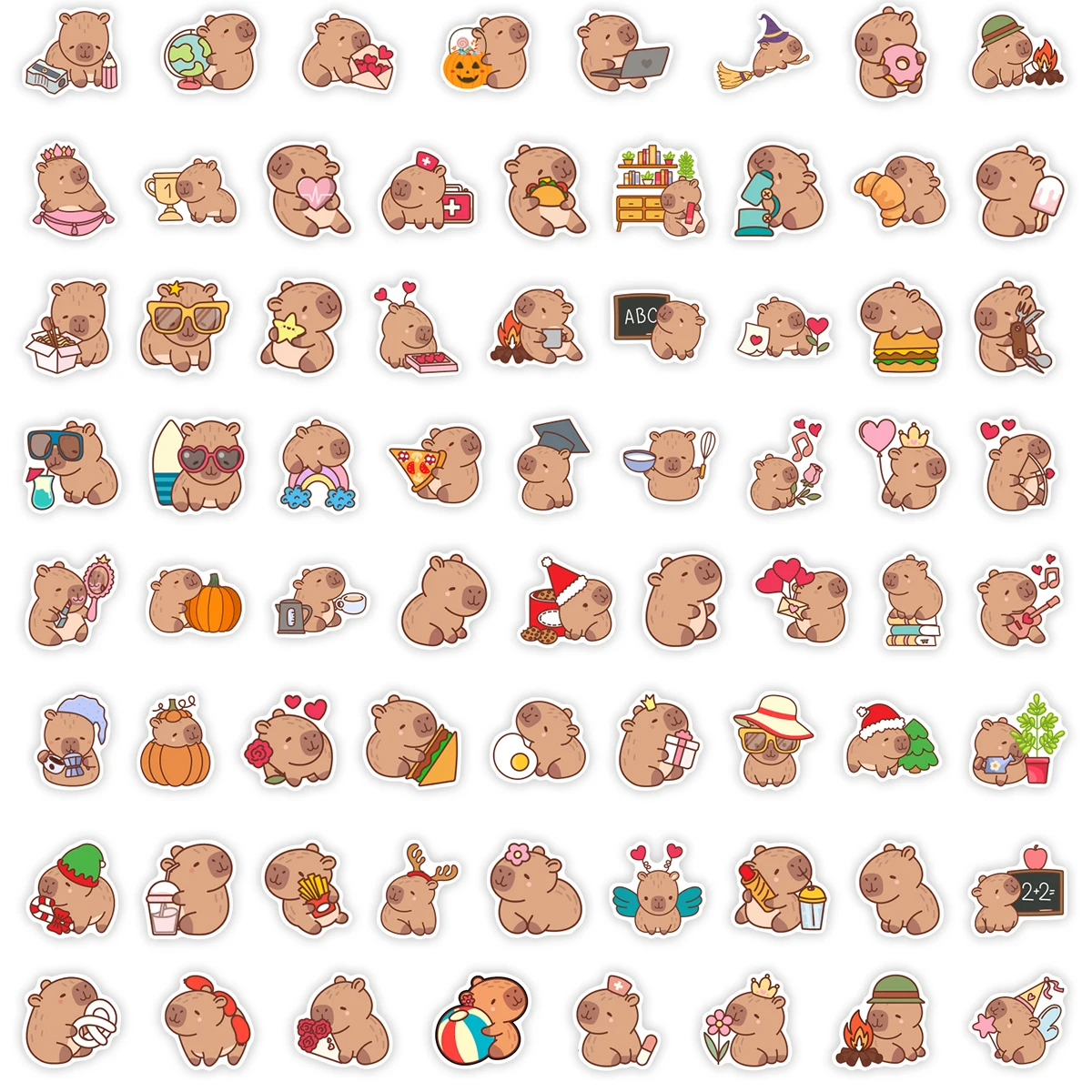 Pegatinas de capibara de dibujos animados DIY, calcomanía decorativa para álbum, diarios, para ordenador portátil, resistentes al agua - Imagen 4