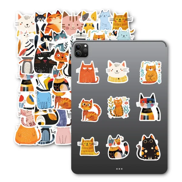Pegatinas impermeables de gato de dibujos animados