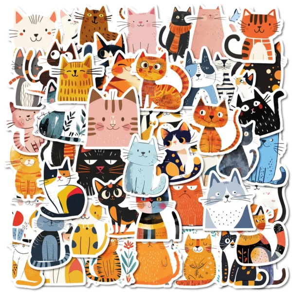 Pegatinas impermeables de gato de dibujos animados