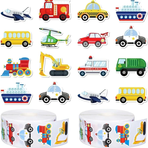 Pegatinas de vehículos de transporte de dibujos animados