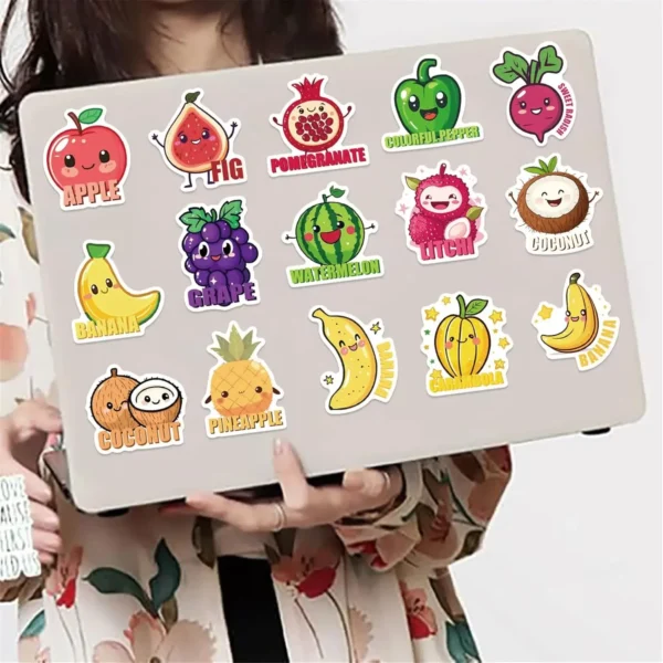Pegatinas de frutas y verduras de dibujos animados, 50 Uds., bonitas calcomanías de vinilo impermeables, regalos para niños, recompensas, fiesta, portátil, teléfono, equipaje