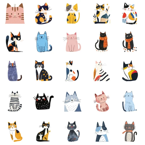 Pegatinas impermeables de gato de dibujos animados