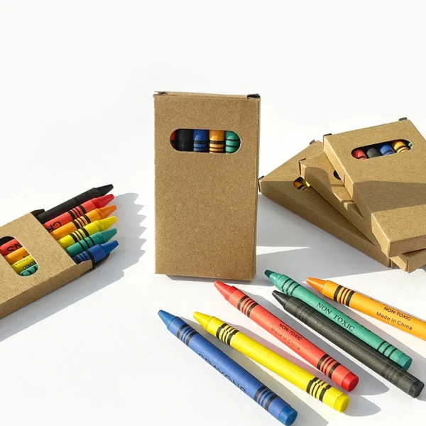 Juego de crayón de 6 colores, caja de papel Kraft, pintura para niños, crayones para colorear